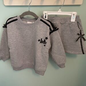 ZARA TEXT PRINT FLOCKED MATCHING SET